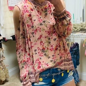 Cold shoulder floral blouse